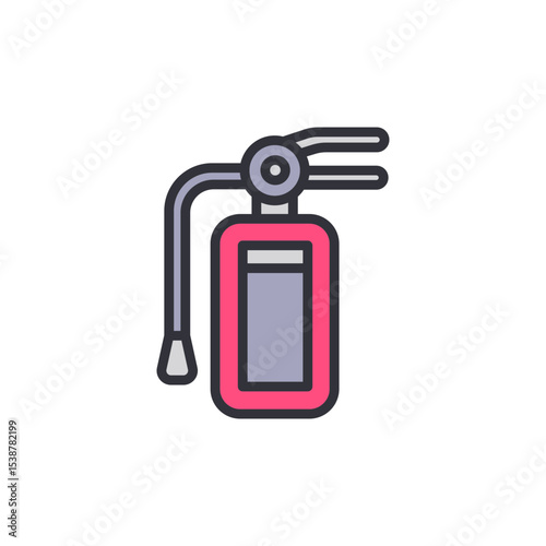 Vivid Fire Extinguisher Icon With Bold Outlines On Transparent Display