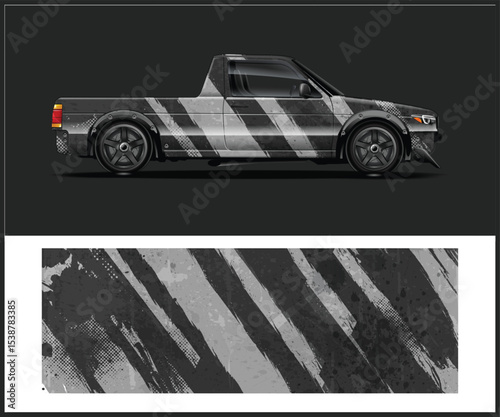 Custom Truck Design with Gray and Black Stripes