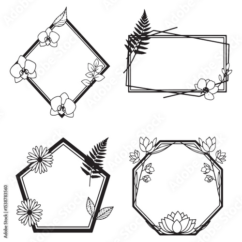 Minimalist Decorative Floral Frames Set Collection
