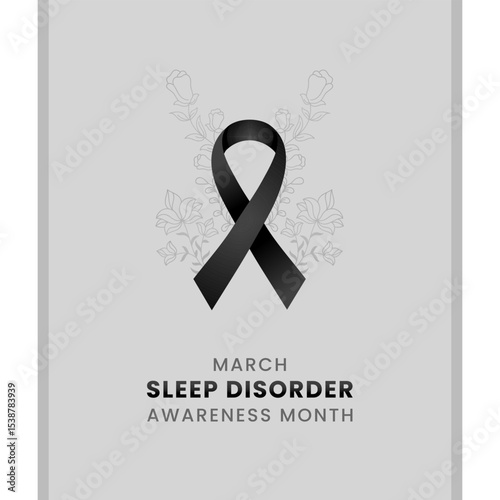 Sleep disorder awareness Month background design with Black silk ribbon.