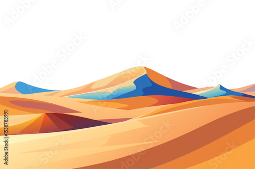 Abstract desert landscape with rolling sand dunes and mountains