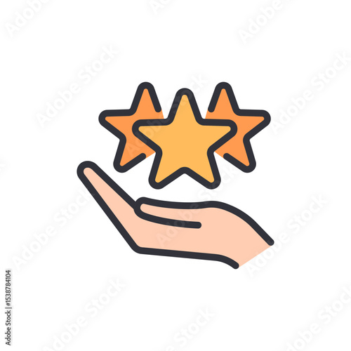 Holding Achievement Stars In A Hand With Gratitude On Transparent