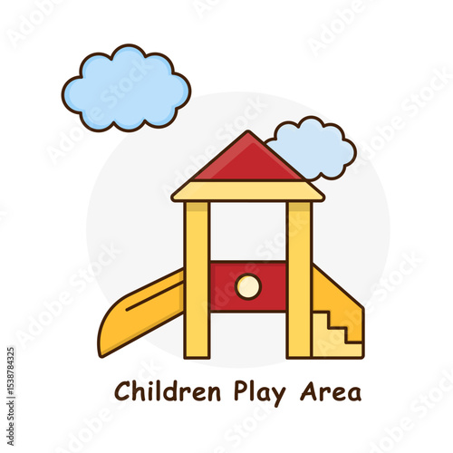 Children Play Area – Playground Structure with Cloud Representing Fun and Safe Outdoor Space icon