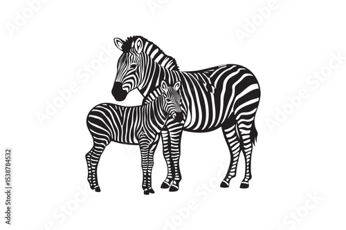 silhouette of animal wild zebra bundle on the whitebackground