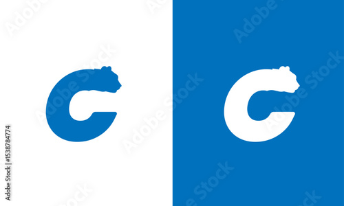 Letter C Logo with Cheetah Head Silhouette – Modern Animal Monogram