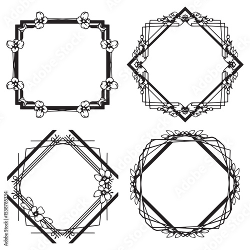 Modern Decorative Floral Frames Set Collection
