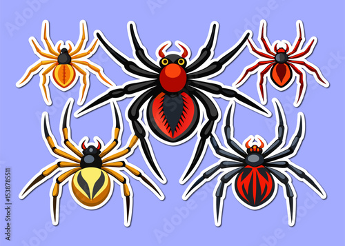 A large bundle of halloween spiders on Web Silhouette Perfect for Halloween project  