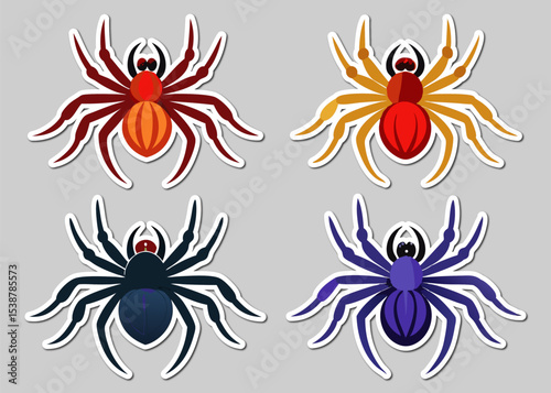 A large bundle of halloween spiders on Web Silhouette Perfect for Halloween project  
