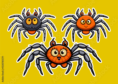 A large bundle of halloween spiders on Web Silhouette Perfect for Halloween project  