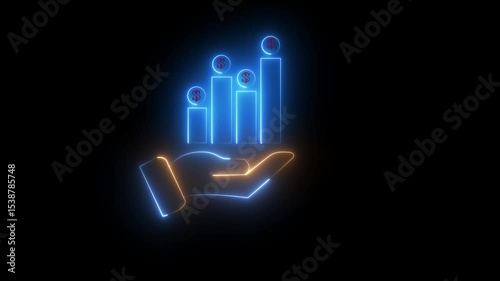 Performance Metrics Dashboard – Animated Data Analytics Symbol Smart Business Insights  Data Analytics UI Animation Concept on hand .
