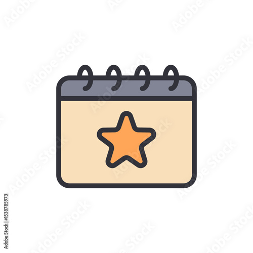 Calendar Icon With Star Symbolizing Important Date Or Special Event