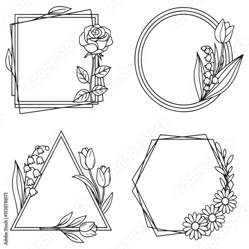 Antique Style Decorative Floral Frames Set Collection
