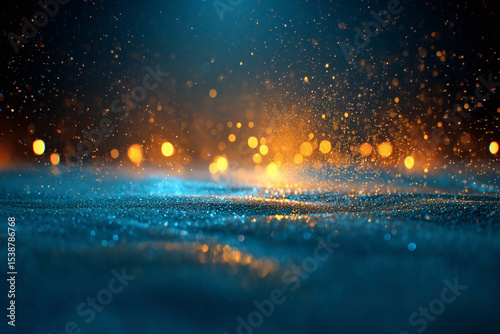 Abstract background with glittering lights and a shimmering surface, creating a dreamy, magical effect.