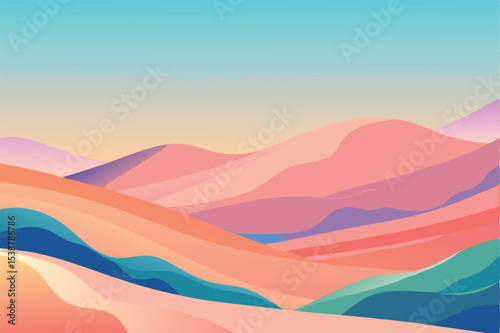 Abstract pastel mountain landscape illustration