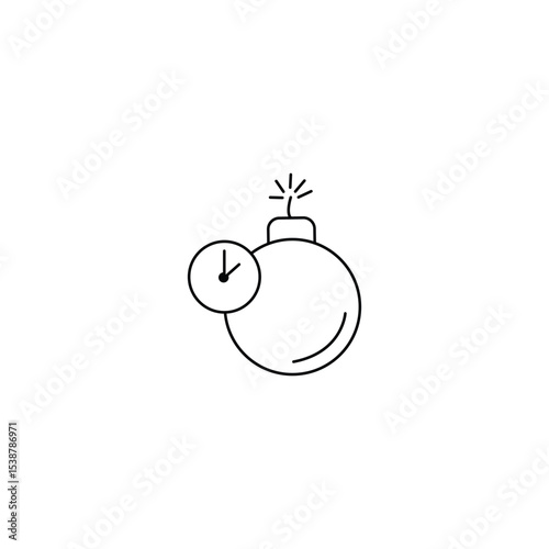time bomb with clock outline icon. Linear vector from army and military concept