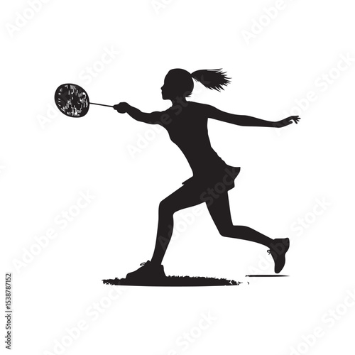 silhouette of people playing badminton, editable vector image