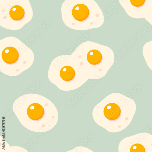 Doodle seamless pattern with roasted eggs. Perfect print for paper, fabric, textile. Food vector illustration for decor and design.
