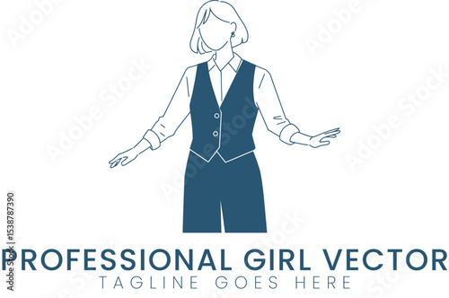 Stylish Professional Woman Vector Illustration Modern Minimalist Design Elegant Businesswoman       