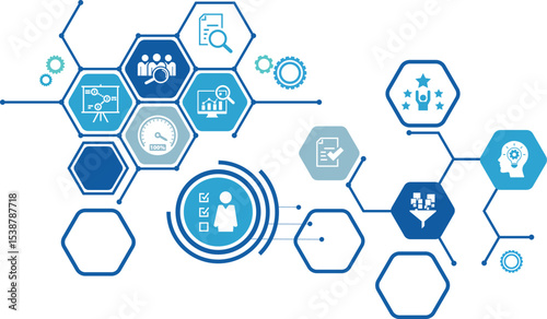 Banner evaluation concept. Assessment, Analysis, performance, improvement, results and feedback vector illustration concept.