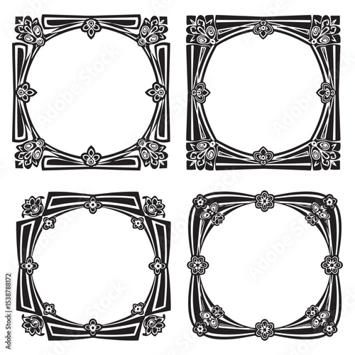 Vintage Decorative Floral Frames Set Collection
