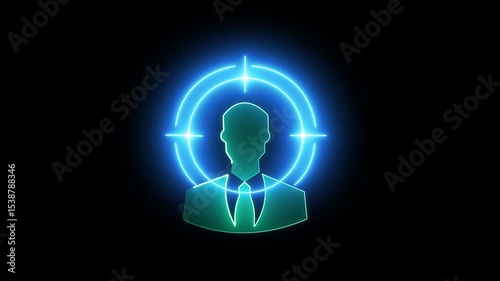 Headhunter Icon Animation – HR Recruitment Solution Concept with target symbol, Human Resources Management Tool.