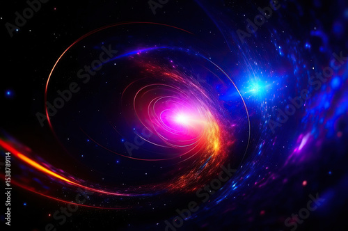 Sci-Fi Vortex of Energy, Fiery Cosmic Portal with Glowing Stars and Nebula
