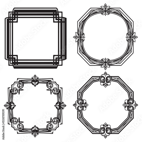 Sophisticated Vector Decorative Floral Frames Set Collection
