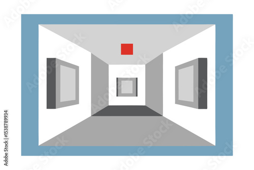 Art Gallery Corridor Perspective Illusion, Interior Design, and Architectural Space
