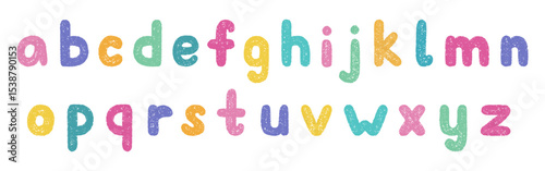 Crayon alphabet doodle set. Chalk pencil font, school wax kid letters in sketch style. Hand drawn vector illustration isolated on white background.