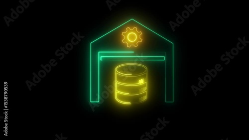''Data Warehouse & Analytics Dashboard: Visualizing KPIs and Business Metrics and Infographic Motion of Data Warehouse Icon with Performance Insights.''