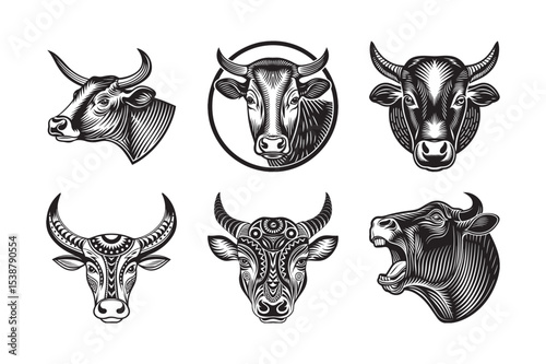 cow and cow head silhouette of bundle 