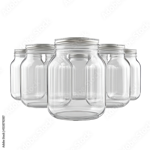 Clear Glass Jars for Storage, Canning, and Crafting - Durable, Versatile Kitchen Essentials on transparent background