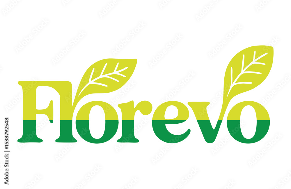 Fototapeta premium Florevo Logo Featuring Leaves, Representing Growth and Sustainability