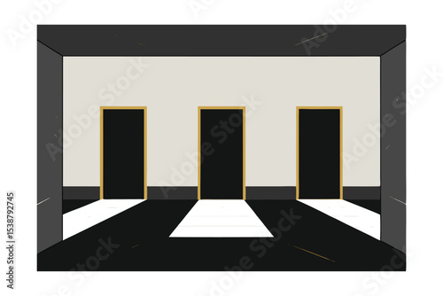 Mysterious Three Doors An Abstract Minimalist Art Print