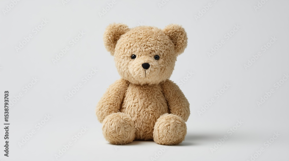 Obraz premium cuddly teddy bear sits upright soft tan fur and sweet face inviting hug