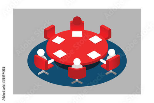 Collaborative Teamwork Round Table Meeting Icon Design