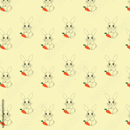 Seamless pattern with cute Rabbit.