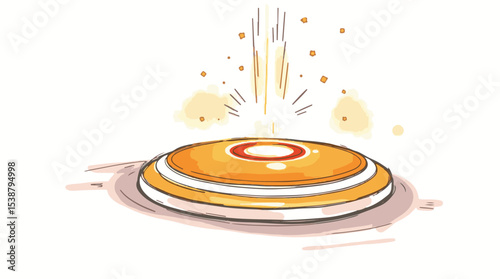 An illustration, likely for use in design projects, shows a round yellow pedestal with golden light rays emanating from its top. 
