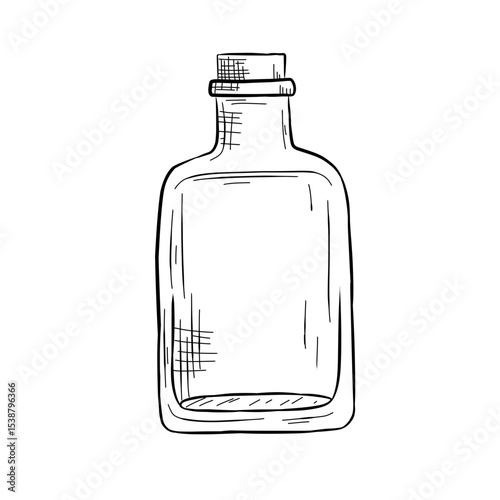 bottle of vodka vector sketch line art hand drawn illustration 