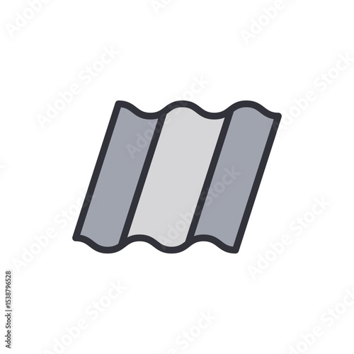 Gray Wavy Graphic Tile With A Slight Perspective View Isolated