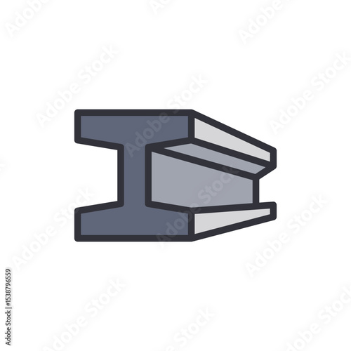 Isolated I Beam Steel Structure Section With Transparent Background