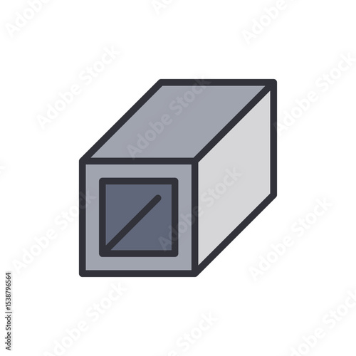 Isometric Illustration Of Hollow Square Section On Transparent Background