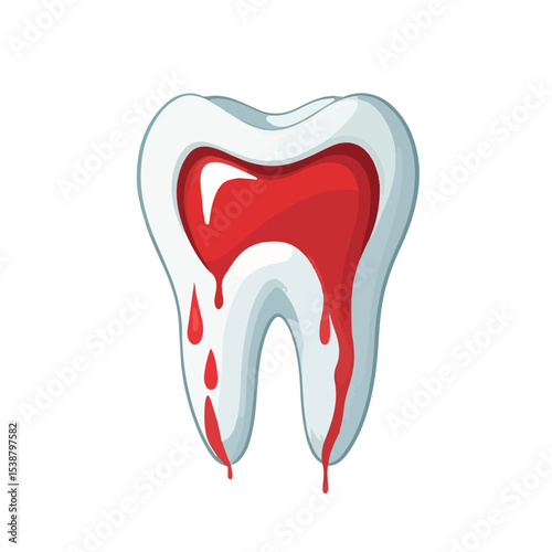 Flat Bleeding Tooth Vector