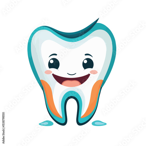  smiling white tooth with cute eyes