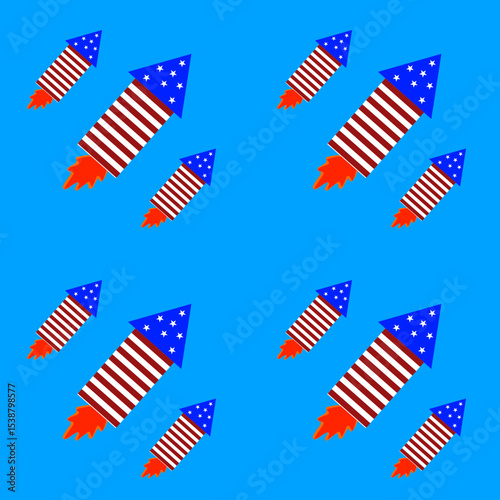 American flag background.Independence day seamless pattern