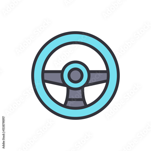 Stylized Steering Wheel Icon For Transportation And Automotive Concepts