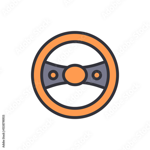 Stylized Steering Wheel Icon For Automotive And Transportation Concepts