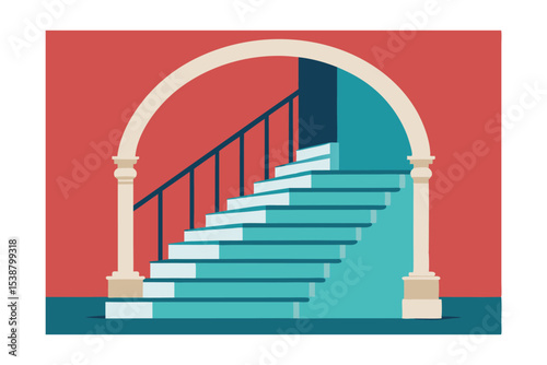 Archway Staircase A Modern Minimalist Illustration
