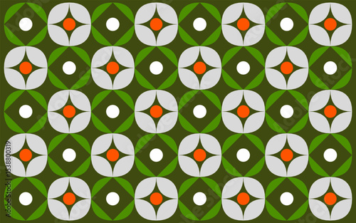 A floral batik background in green ethnic style, showcasing harmony between nature and tradition. This Indonesian pattern uses clean contrast to echo native tropical elegance. floral background design