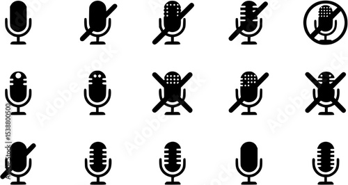 Muted microphone vector icon on White Background illustration graphic
